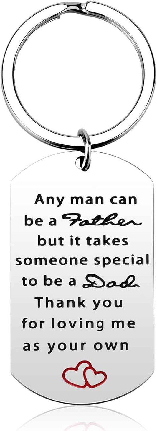 Keychain Christmas Gifts for dad: Personalized Gift Idea for stepfather from Daughter Son on Birthday Fathers Day - Stainless Steel Outdoor men's Lightweight car house key organizer