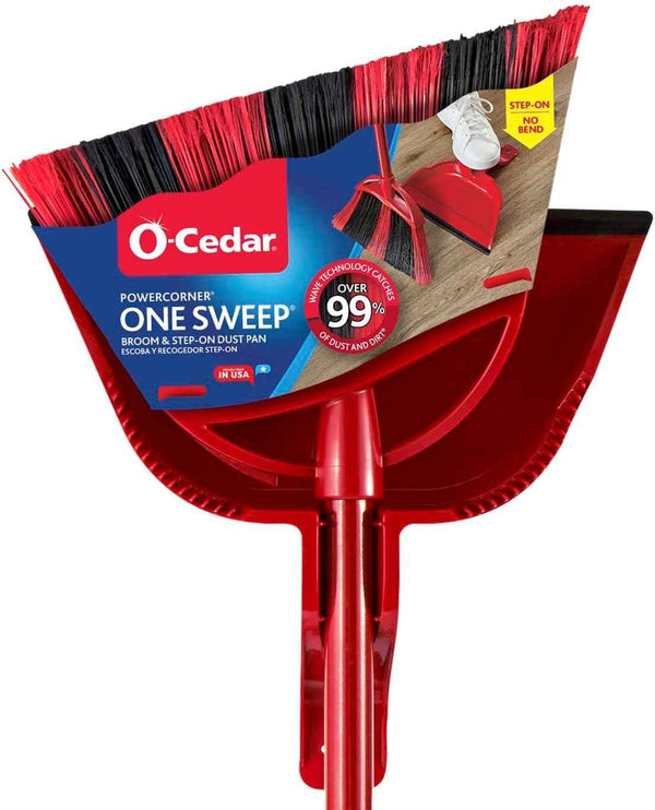 O-Cedar Pet Pro Broom with Step-On Dustpan | Remove 99% with One Sweep | DustPan Removes 3 Times More Pet Hair | Quiet Cleaning Tool for Cat and Dog Owners