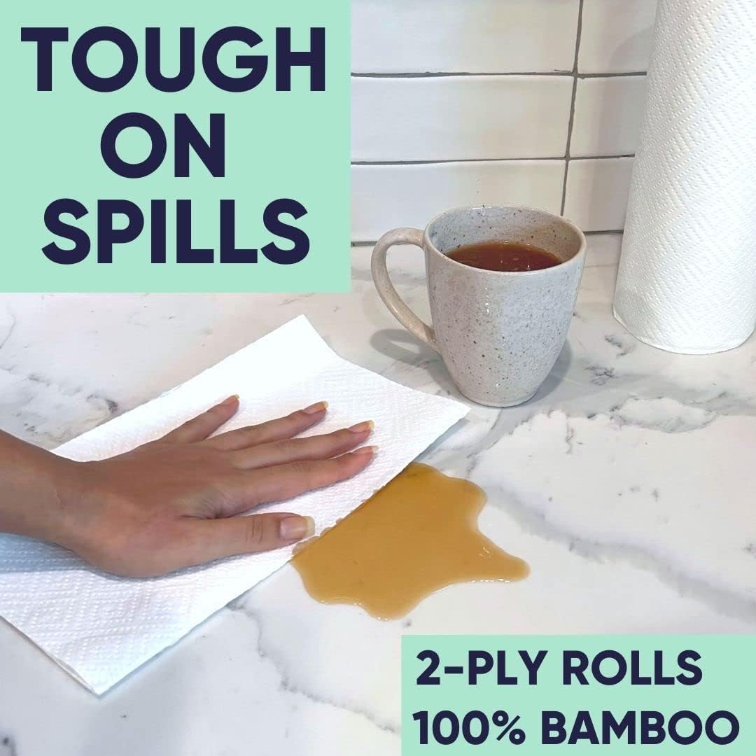 Save Trees Bamboo Paper Towels 12pk - 1800 Sheets Paper Towel Rolls Ultra Absorbent & Durable EcoTowels - FSC-Certified, Vegan Bamboo Kitchen Rolls