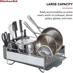 KitchenAid Large Capacity Full Size Dish Rack with Angled Drain Board and Removable Flatware Caddy