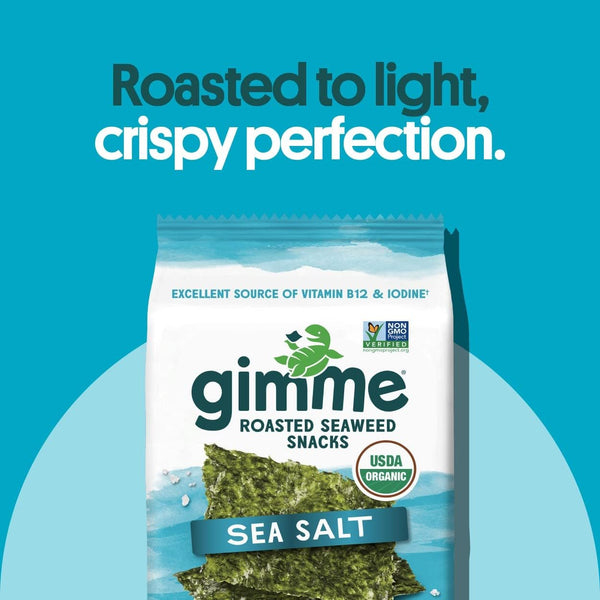 Gimme Organic Premium Roasted Seaweed Snacks, Sea Salt, 20 Count, Keto, Vegan, Gluten-Free