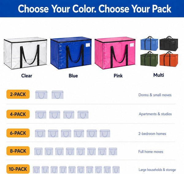 ClearSpace Heavy Duty Moving Bags for Storage and Organization