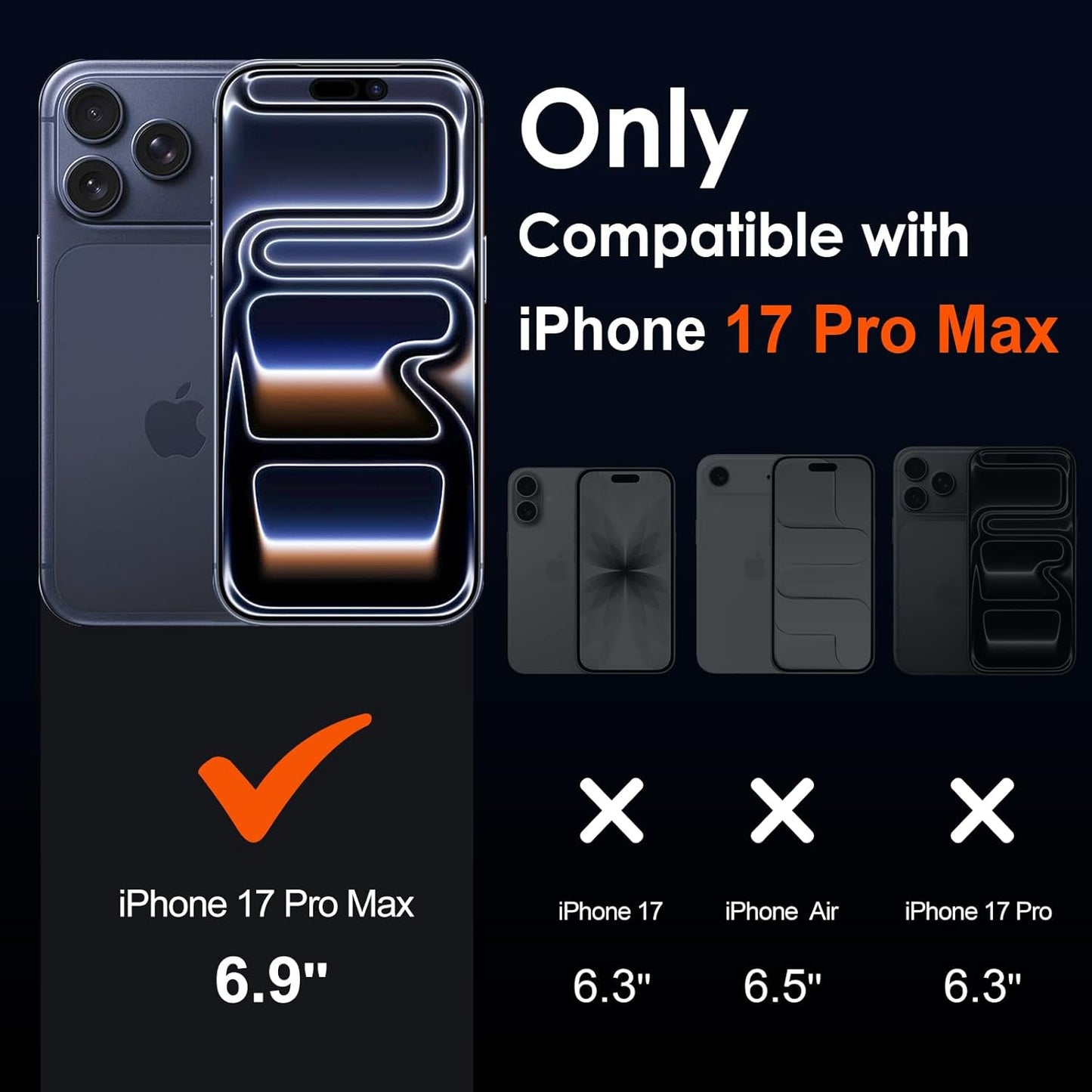 ivoler 3-in-1 Clear Case Designed for iPhone 17 Pro Max 6.9'' 2025 with 2 Pack Tempered Glass Screen Protector Full Camera Protection, Military Shockproof Hard Back Slim for 17 Pro Max Cover - Clear