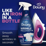 Downy Wrinkle Releaser Spray, Travel Size Spray + 16.9 Fl Oz Pack of 2, All In One Formula, Removes Wrinkles, Static and Odors, Light Fresh Scent