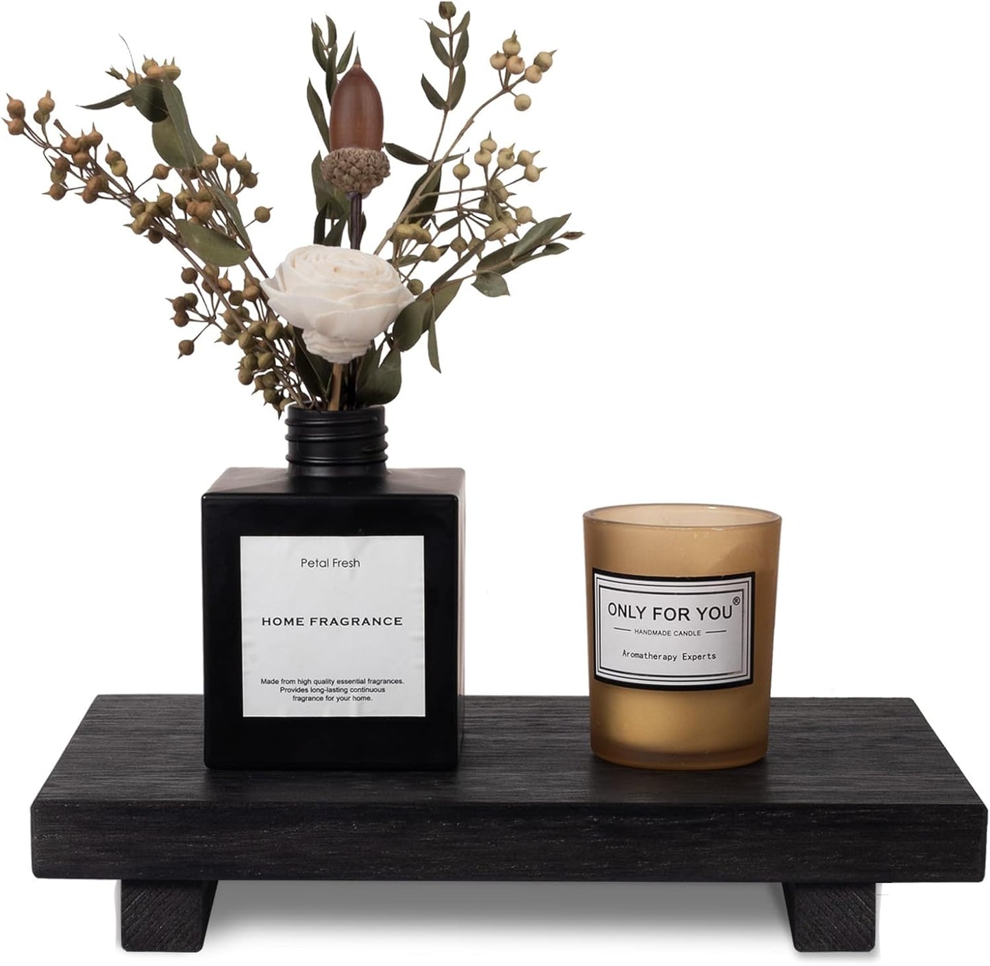 Small Wood Tray Pedestal Stand Farmhouse Bathroom Decor Decorative Wooden Riser Kitchen Soap Dish Holder for Vanity, Counter, Sink, Brown - Rayz Mart