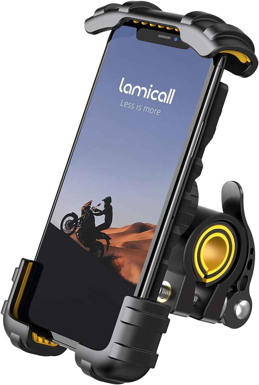 Lamicall Bike Phone Holder, Motorcycle Mount - Motorcycle Phone Holder, Handlebar Cell Phone Clamp, Scooter Phone Clip for iPhone Air 17 Pro Max, 16 15 Pro Max Plus, S20, More 4.7 to 6.8" Smartphones