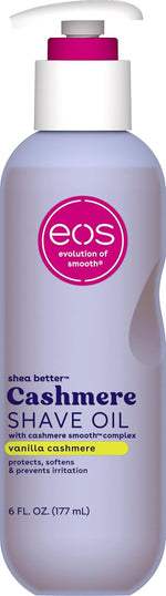 eos cashmere shave oil, 6 fl oz, shea butter, glycerin, vegan, fresh & cozy, razor burn prevention