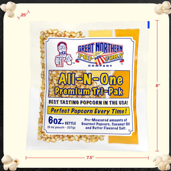 Case of 12 Pre-Measured Popcorn Packs for 6-Ounce Kettle Popcorn Machines