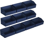Closet Organizers Bins 6 Packs - Large Closet Shelf Organizer with Handles, Fabric Trapezoid Storage Bins, Collapsible Storage Cubes for Clothes, Towels, Light Gray