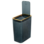 Transparent plastic trash can with 2.6 gallon capacity and press-top lid