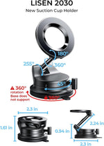 LISEN 2 Pack for Magsafe Car Mount, Magnetic Phone Holder for Car, Strong Magnetic Car Phone Holder, 89 LBS Suction Cup Phone Mount, Phone Holder for Car Mount for iPhone, Gifts for iPhone 17 16 15
