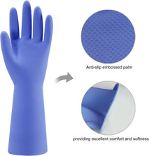Rubber Kitchen Dishwashing Gloves - 4 Pairs Colorful Reusable Household Cleaning Gloves for Washing Dishes and Cleaning Tasks, Flexible Long-lasting and Non-Slip (Large, Blue+Pink+Yellow+Red)