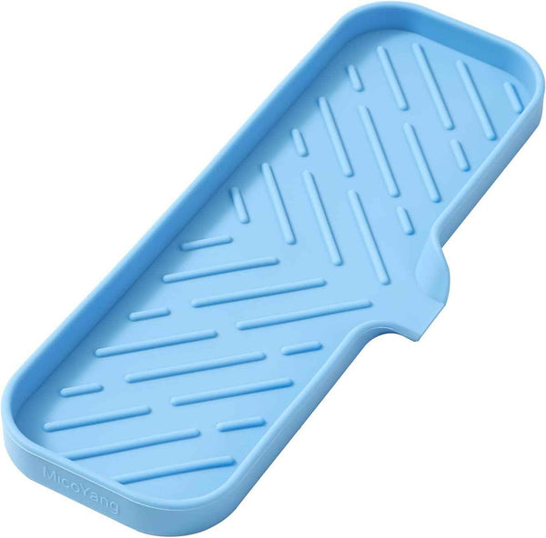 Silicone Bathroom Soap Dishes with Drain Spout-Bathroom and Kitchen Sink Organizer,Sponge Holder,Dish Soap Tray,Perfect for Dispenser,Scrubber,Bottle,Cup on Sink or Counter-Black 4.9"×3.2"