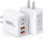 40W USB C Charger Block, 4-Port Fast Charging Brick for iPhone and Samsung Devices