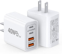 40W USB C Charger Block, 4-Port Fast Charging Brick for iPhone and Samsung Devices