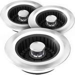 Upgraded 3in1 Kitchen Sink Drain Strainer & Sink Stopper, Stainless Steel Kitchen Drain Plug & Sink Installation Parts with Anti-Clogging Basket, Fit US Standard 3-1/2'' Sink Drain Hole, Silver