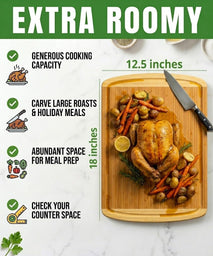 Extra Large Bamboo Cutting Board with Vertical Grain Strength Technology