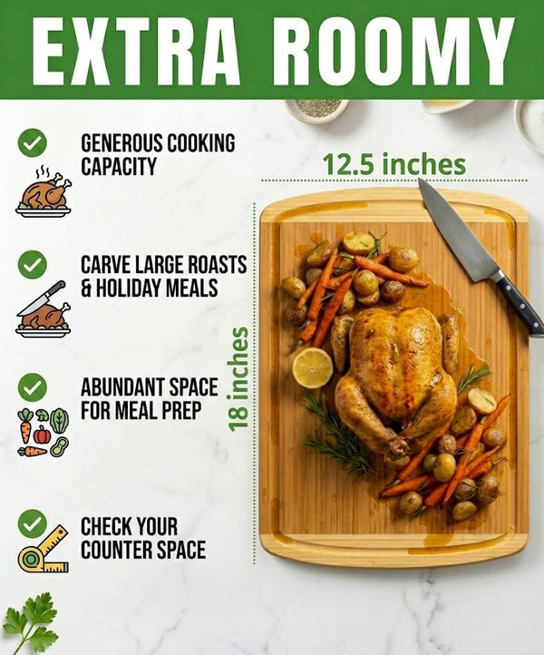 Extra Large Bamboo Cutting Board with Vertical Grain Strength Technology