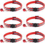 Nylon 6 Pack Reflective Cat Collar with Bell and Breakaway Buckle Adjustable 19-32cm Mixed Colors