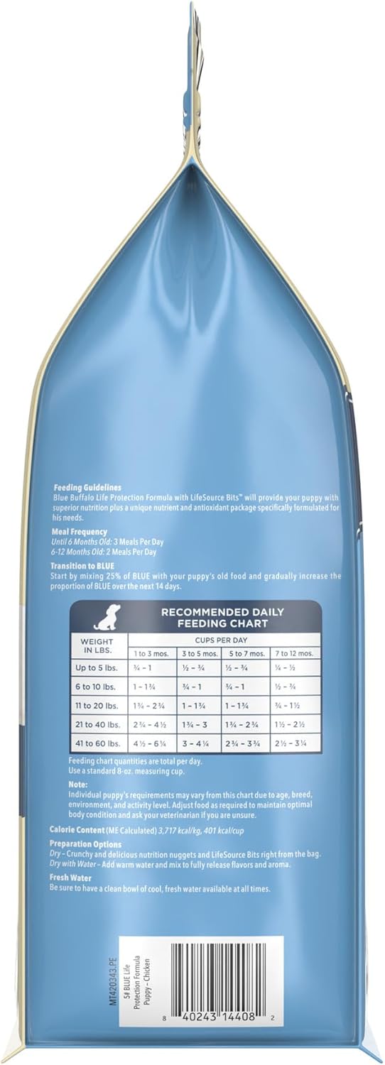 Blue Buffalo Life Protection Formula Puppy Dry Dog Food, Chicken and Brown Rice, 5-lb Bag with Natural Ingredients and DHA