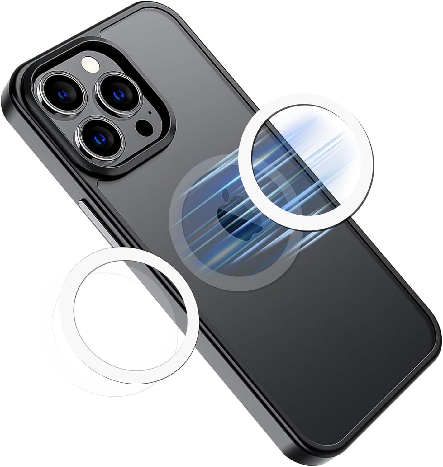 Universal Metal Rings Compatible with Magsafe Sticker,Magnetic Ring for Phone Cases & Wireless Charging, 6 Pack (2 Black,2 White & 2 Silver)