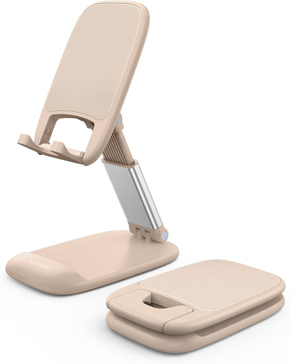 Adjustable phone stand for desk, compatible with iPhone and Galaxy