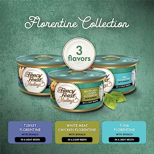 Purina fancy feast medleys florentine wet cat food variety pack, 2 packs of 12, 3 oz cans, no artificial preservatives