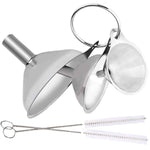 Metal Stainless Steel Funnel, Large Medium Small Funnel Set of 3, Food Grade Mini Funnels for Kitchen Use Filling Bottles Flask Cooking, 2 Brushes YLYL