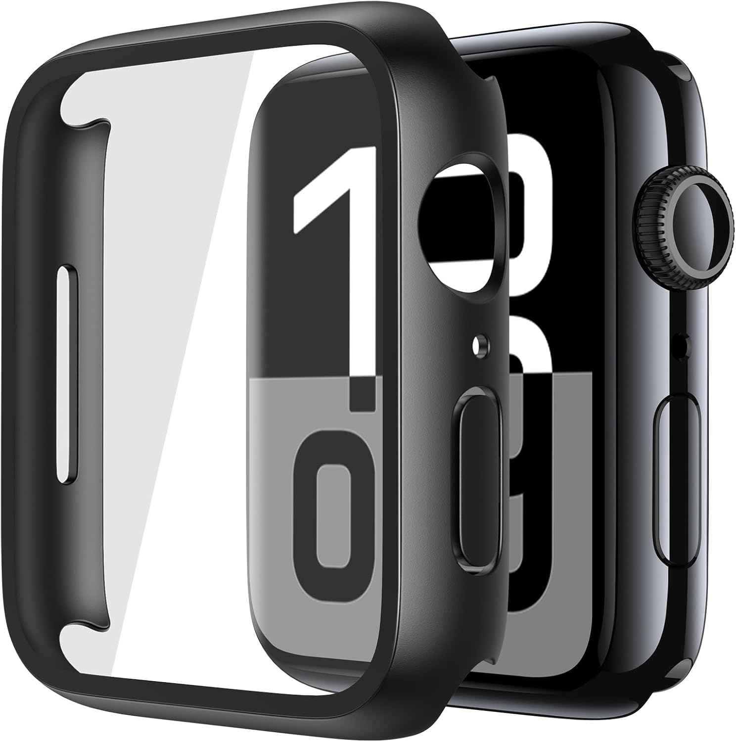 Misxi 2 Pack Tempered Glass Case Compatible for Apple Watch Series 11 (2025) Series 10 46mm, Screen Protector Cover for iWatch, Black
