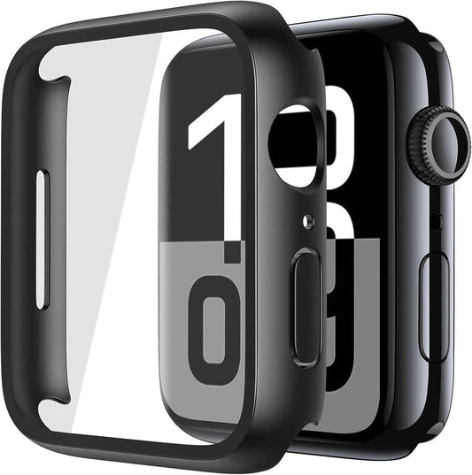 Misxi 2 Pack Tempered Glass Case Compatible for Apple Watch Series 11 (2025) Series 10 46mm, Screen Protector Cover for iWatch, Black
