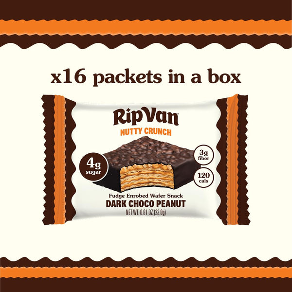 Rip Van Nutty Crunch Dark Choco Peanut Butter Wafer snack, 16 count, individually wrapped