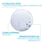 la roche posay effaclar medicated gel cleanser, 2% salicylic acid, lha, glycerin, oil free, dermatologist tested face wash for acne prone skin