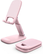 Adjustable phone stand for desk, compatible with iPhone and Galaxy
