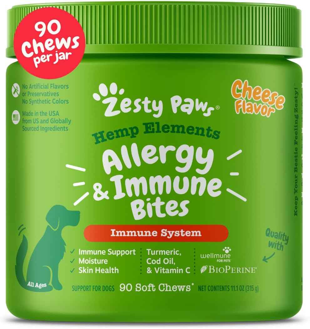 Zesty Paws Dog Allergy Relief- Dog Itching Skin Relief- Dog Probiotics for Itchy Skin and Itchy Ears- Dog Allergy Paw Relief- Dog Allergy Chews- Dog Itch Relief - Dog Skin Allergy Relief - Lamb - 90ct