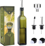 Aozita 17oz glass olive oil bottle dispenser with pourers and funnel for kitchen use