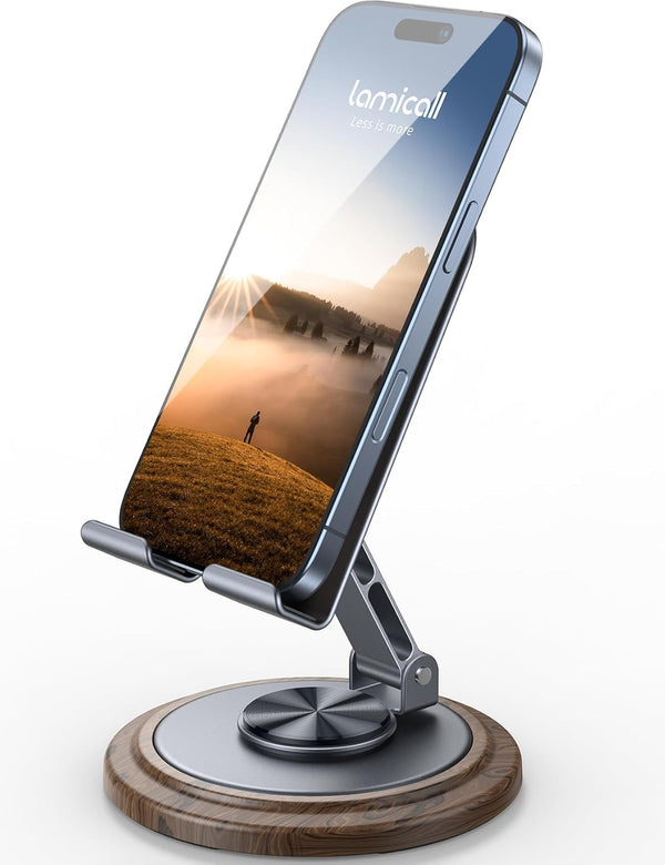Lamicall Cell Phone Stand for Desk with 360° Rotation and Multi-Angle Adjustment