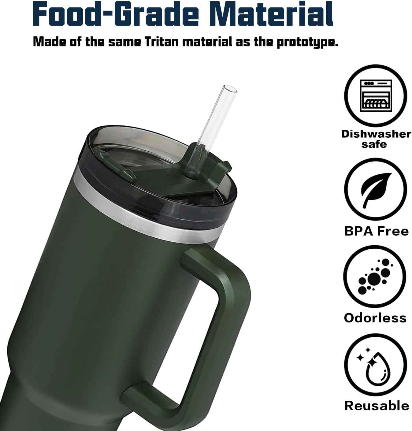 Replacement Straw Compatible with Stanley 40 oz 30 oz Cup Tumbler, 6 Pack Reusable Straw with Cleaning Brush, Plastic, Clear