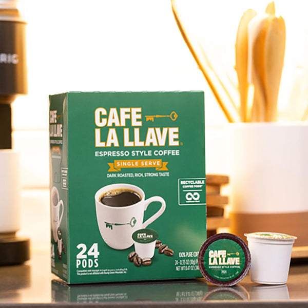 Cafe La Llave 24 Count Dark Roast Coffee Pods Compatible with Keurig Brewers