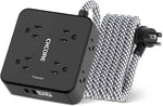 Surge Protector Power Strip - CHCORE 5Ft Braided Extension Cord with 8 Outlets with 4 USB (2 USB C) Charging Ports, Flat Plug Multi Plug Outlet Extender Charging Station for Home Office, ETL, White