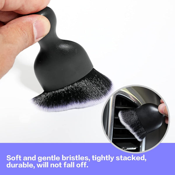 Car Interior Detailing Brush Soft Bristle Cleaning Brush for Auto Detailing and Dusting Black