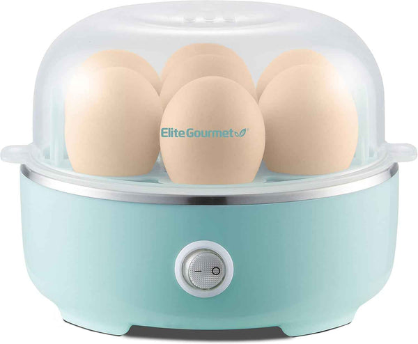Electric 7-Egg Capacity Egg Cooker with Auto Shut-Off, Measuring Cup Included, Retro Mint