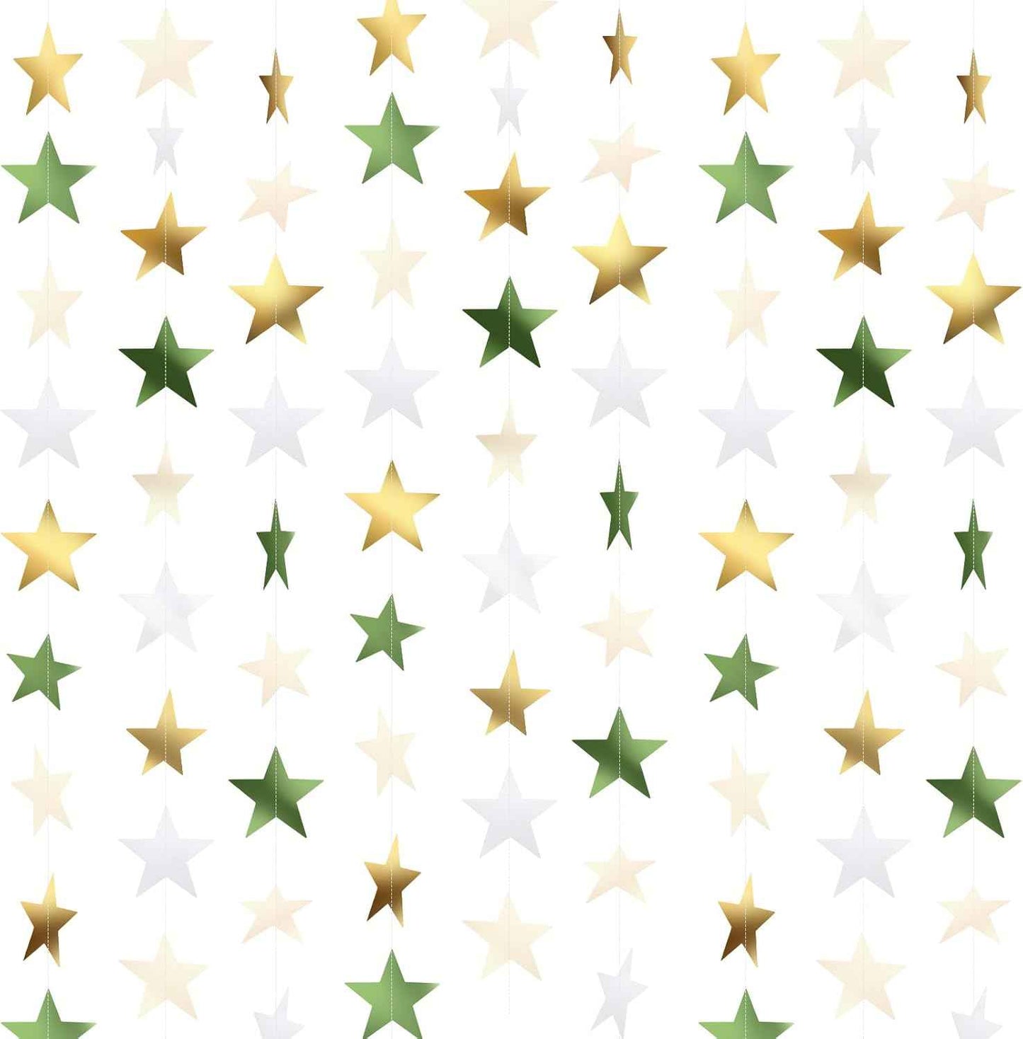 Patelai Glitter Star Garland Banner Christmas Decor 130 Feet Star Hanging Bunting Banner Twinkle Backdrop for Homecoming Classroom Wedding Birthday Halloween Party Supplies(Gold)