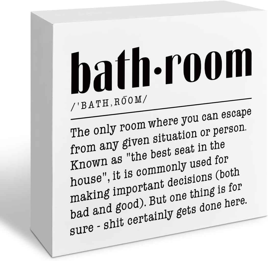 Funny Restroom Bathroom Wooden Signs, Funny Bathroom Sayings, Humor Washroom Quotes Block Plaque, Wall Art/Home Decor, Rustic Wooden Box Signs, Farmhouse Decor, Housewarming Gift