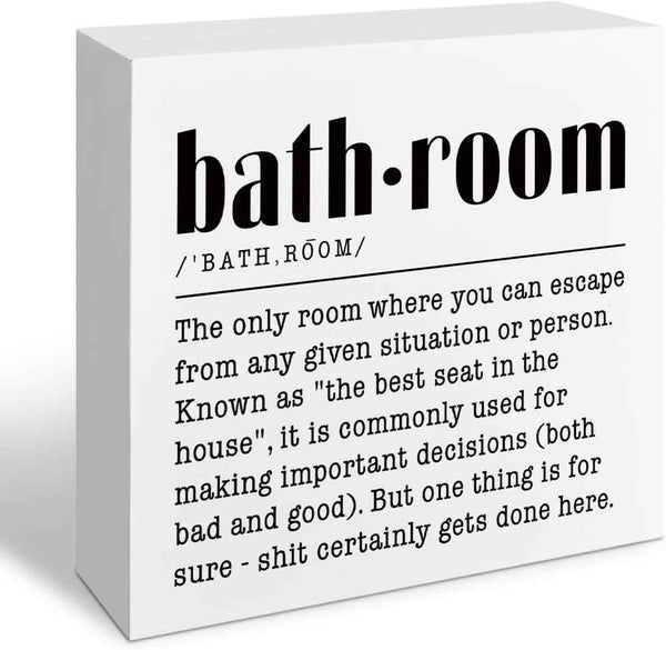 Funny Restroom Bathroom Wooden Signs, Funny Bathroom Sayings, Humor Washroom Quotes Block Plaque, Wall Art/Home Decor, Rustic Wooden Box Signs, Farmhouse Decor, Housewarming Gift