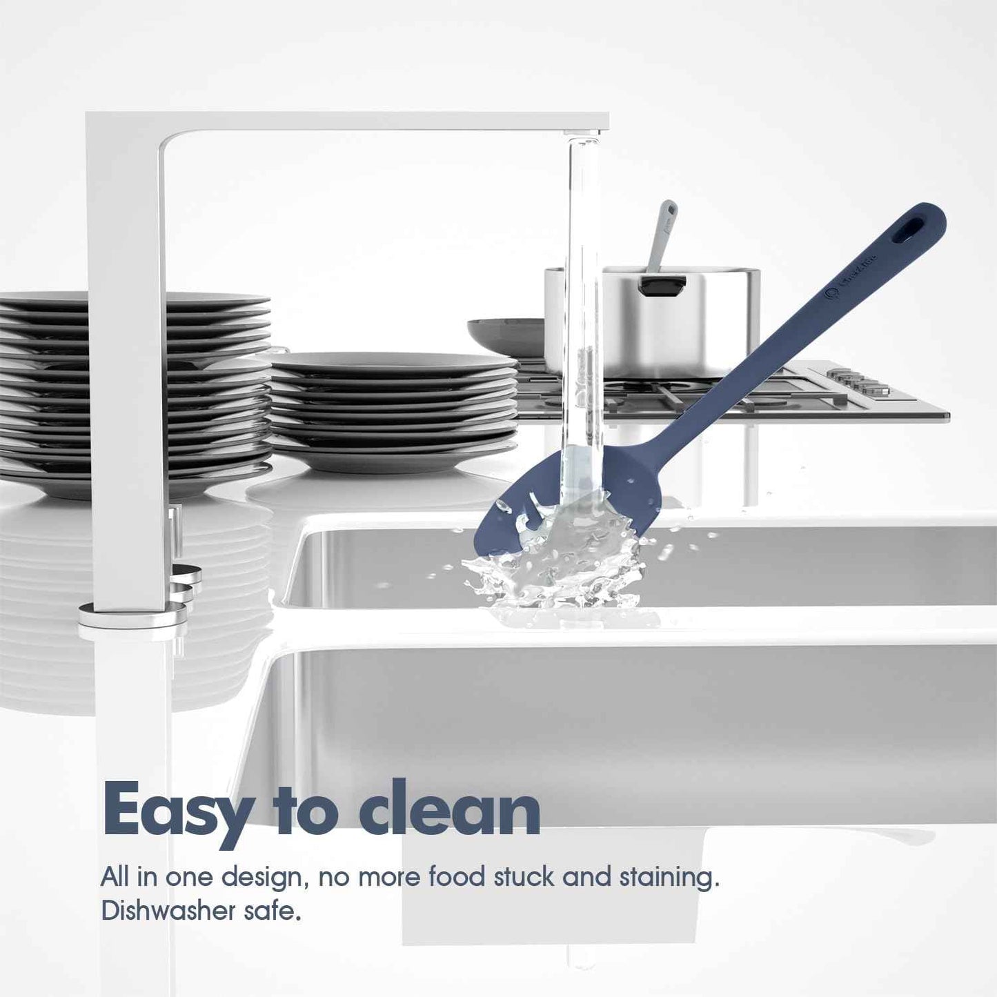 5 Pieces Silicone Spatula Set, Food Grade Rubber Spatula, Upgrade Strong Handle with Ergonomic Grip, Heat Resistant Up to 600°F for Nonstick Cookware, Cooking