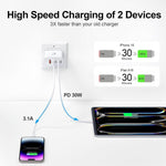 60W 5-Port USB C Charger Block with Fast Charging and Multiple Ports