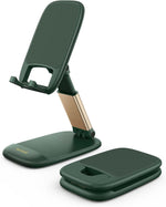Adjustable phone stand for desk, compatible with iPhone and Galaxy