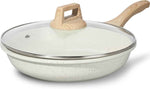 ESLITE LIFE Nonstick Ceramic Frying Pan Skillet, Non-Toxic Egg Omelette Kitchen Cooking Pans Compatible with All Stovetops (Gas, Electric & Induction), PTFE & PFOA Free (White, 8'')
