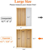Bamboo Silverware Drawer Organizer Tray for Kitchen Utensils and Tools