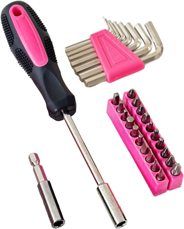 39-Piece Household Tools Kit Essential Home Repair Set with Plastic Toolbox Ideal for College Students, Home Use & More
